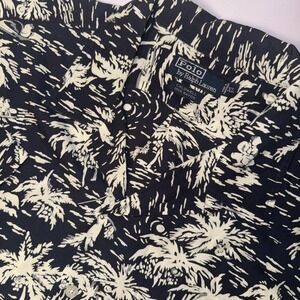Polo by Ralph Lauren XL Palm Trees Hawaiian Shirt Black and White Short Sleeve
